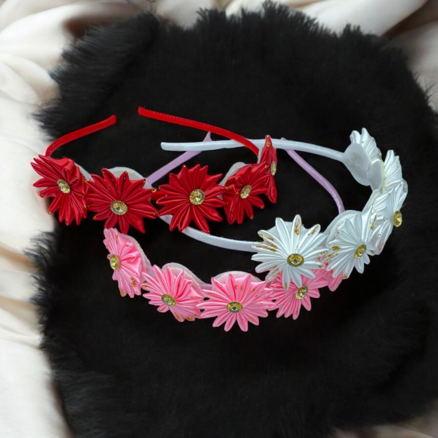 Floral hairband Flower Hair Band flower hair accessories Head Band for Women and Girls Tiara wedding-Pack of 3-image-25