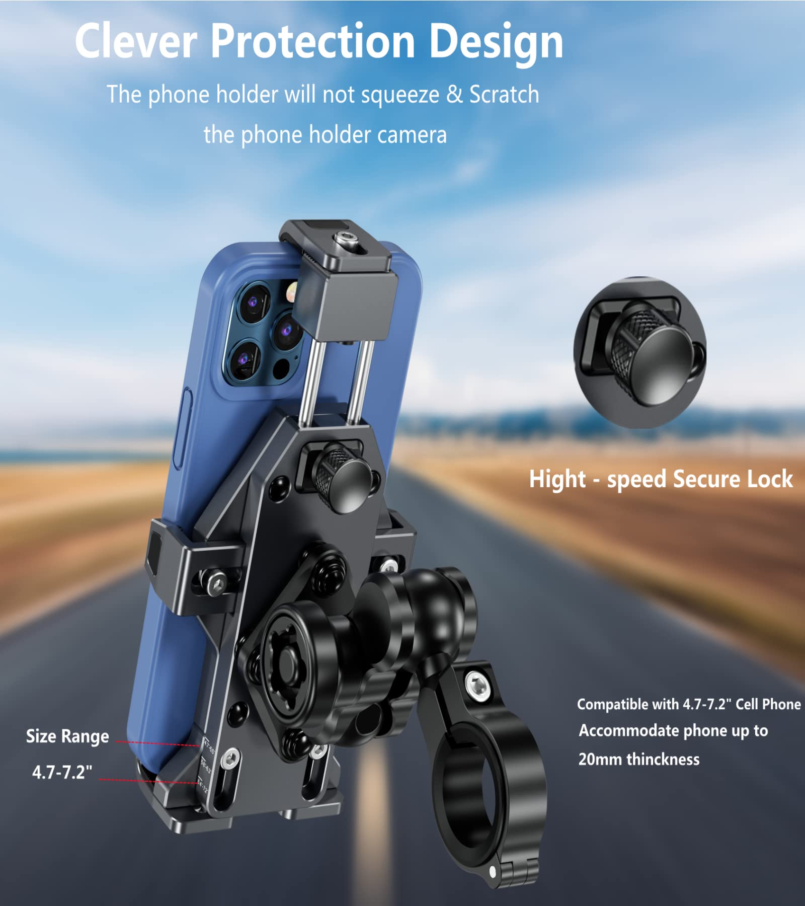 KEWIG Support de téléphone portable anti-vol étanche pour moto 15 W sans fil avec amortisseur de vibrations, verrouillage automatique One Push et déverrouillage rapide