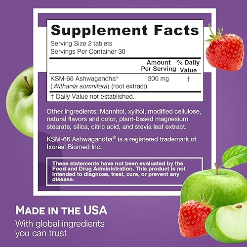 Miniatura 2 de EZ Melts Ashwagandha KSM-66 soluble, 300 mg, sin azúcar, suplemento para el estrés, el sueño y el estado de ánimo, suministro para 30 días, sabor a