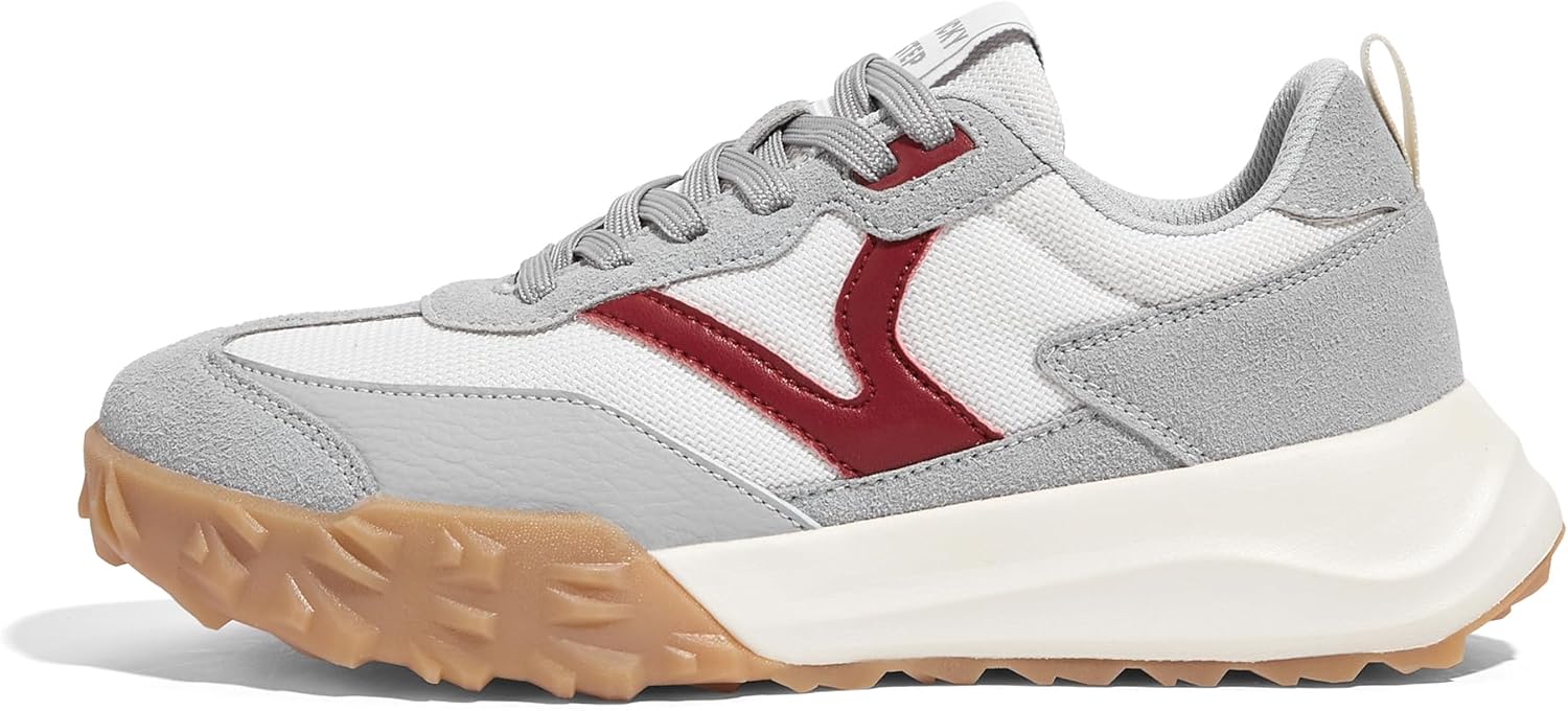 LUCKY STEP Women's Platform Tennis Walking Shoe Retro Chunky Casual Breathable Durable Deluxe Fashion Skate Sneaker