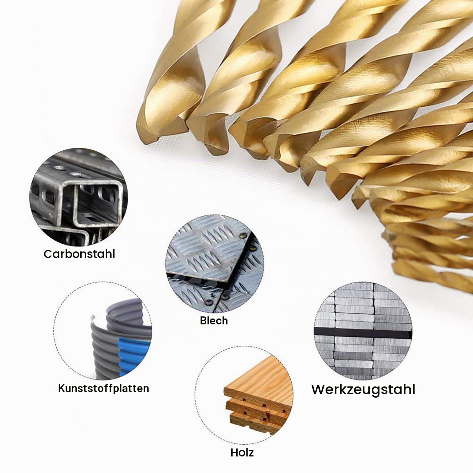 99-teiliges Bohrerset mit Titaniumnitrid-Beschichtung (1,0-10mm) – Hochleistungs-HSS-Bohrer für Metall, Holz, Aluminium & Kupfer | Reduzierte Reibung & Hitzebeständig | DIN338 Norm