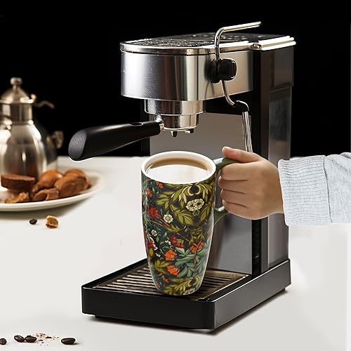 Miniatura 3 de DUSVALLY Taza de café con asa y tapa, tazas de cerámica adecuadas para portavasos de automóvil, taza de café de porcelana, taza de té latte, taza de