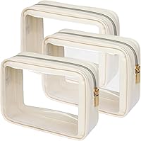 Packism Clear TSA Approved Toiletry Bags (3 Pack Medium) - Water-Resistant Makeup Organizer for Carry-On Luggage & Car Console Storage
