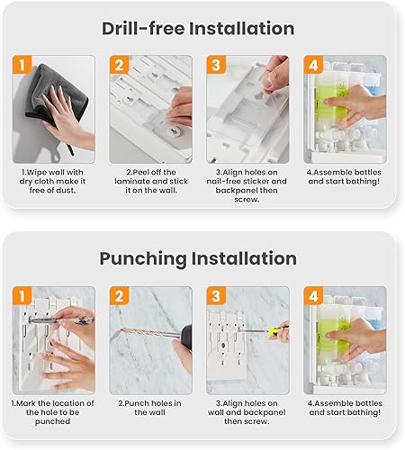 Miniatura 6 de Shower Soap Dispenser Wall Mounted 3 Chamber Realunisence Shampoo and Conditioner Body Wish Dispenser for Bathroom Wall 3300ml102oz Refillable