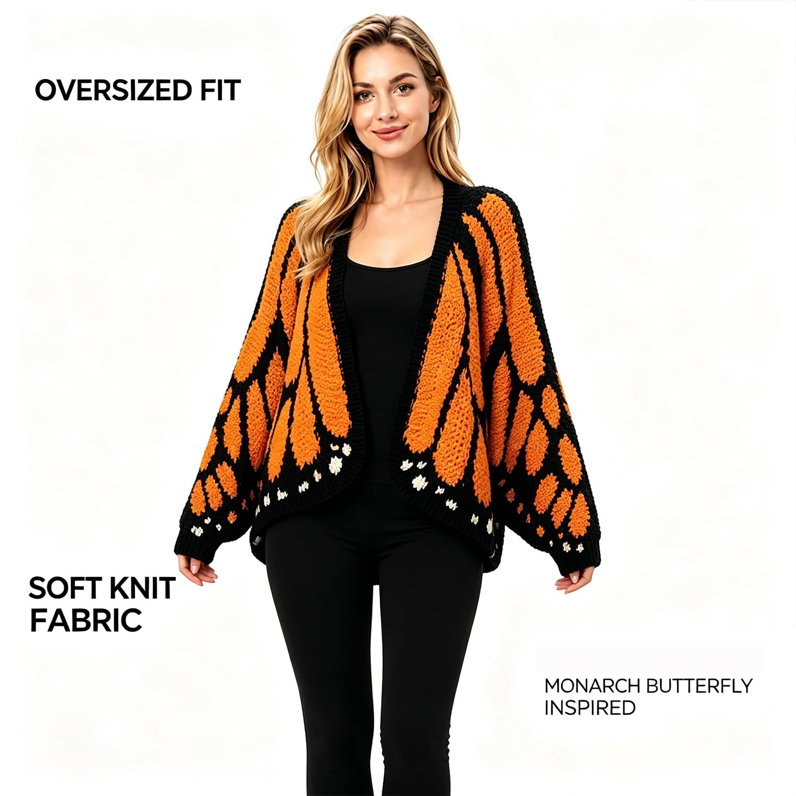 Gehäkelter Monarchfalter-Cardigan für Damen – Offener Strickpullover mit Flügeln, gemütliches Layering-Piece für Alltag & Festivals