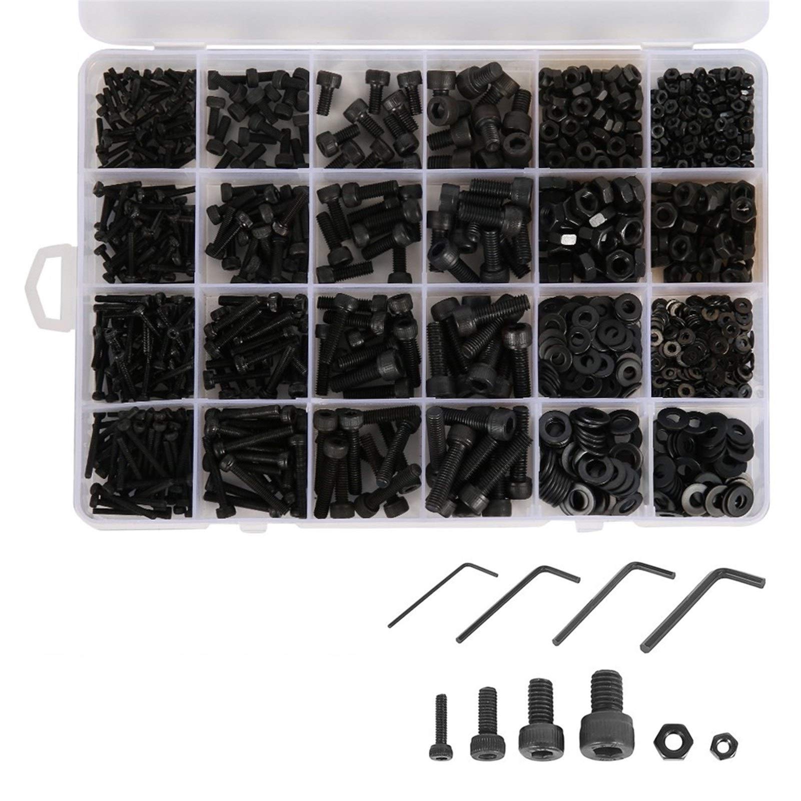 215/340 / 500 Stück Pan Blechschraube Kreuzschlitz M3 / M4 / M4.8 Schneidschrauben Set Sortiment Kit Schwarz Möbel Carbon Steel DaJiKan (Color : Type4 1060pcs)