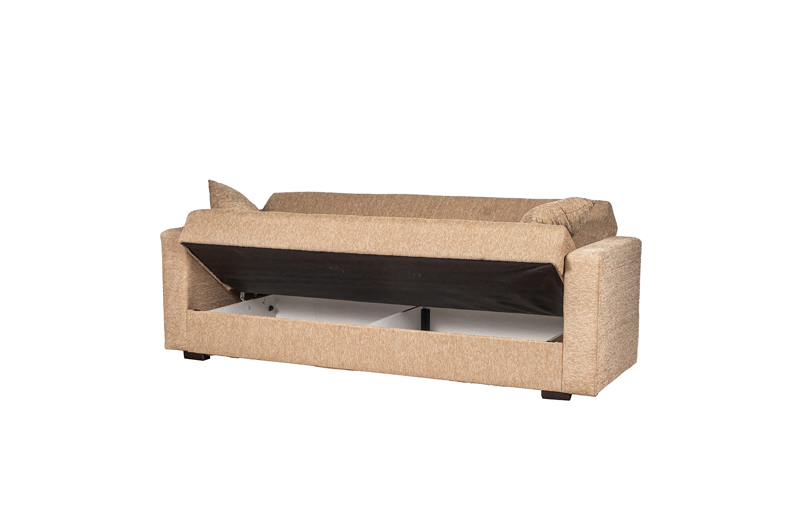 Arredo Stock Divano letto 3 posti tessuto beige, 212x83x73 cm
