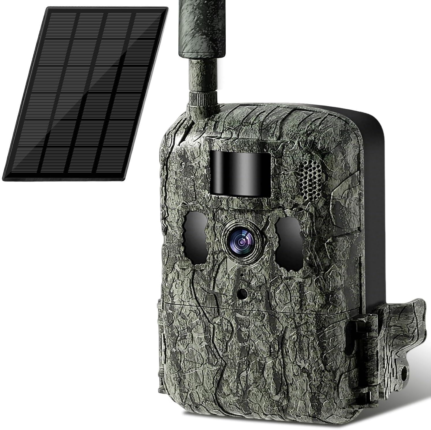 4G LTE Cellular Trail Camera 2K with Live Streaming,24000mAh Long Battery Life,Solar Powered Game Wildlife Cameras,Motion Activated,940nm No Glow Night Vision,IP66 Waterproof (Camera with 64GB)