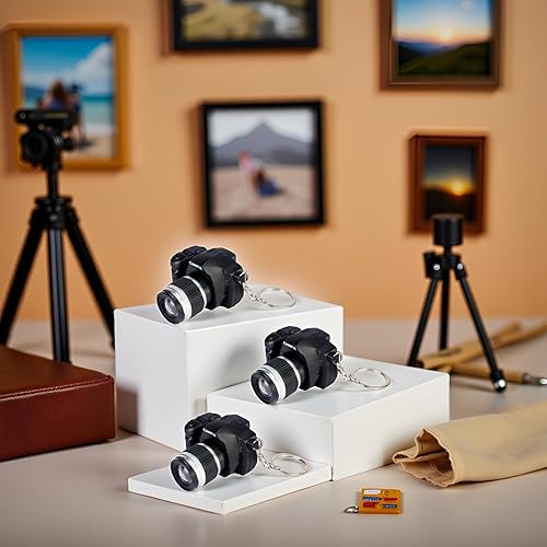 Miniatura 6 de JJLFresheners 3 llaveros para cámara con sonido, llavero de decoración, cartera, colgante de mini diseño, lindo anillo novedoso, llavero colgante