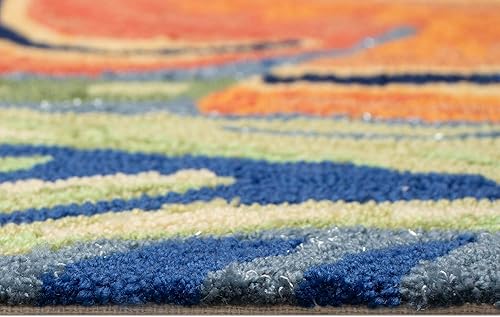 Miniatura 7 de Liora Manne Ravella - Alfombra duradera para interiores y exteriores, estabilizada a mano, con rayos UV, diseño tropical de peces oceánicos, 2 x 8