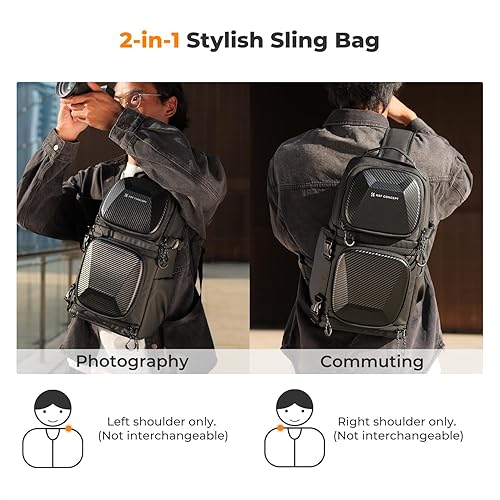 Miniatura 9 de K&F Concept Bolso bandolera para cámara de uso diario, bolso cruzado impermeable, mochila para cámara, bolsa de fotografía, plateado, Moda