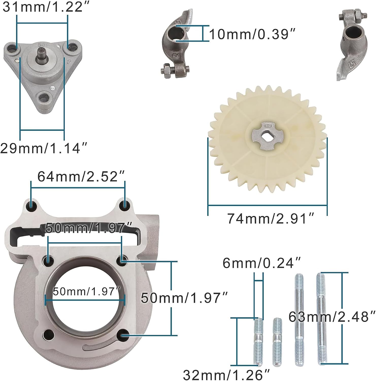 GOOFIT Big Bore Cylinder Rebuild Kit for GY6 50cc 139QMB Racing Scooter Parts 64mm Valve