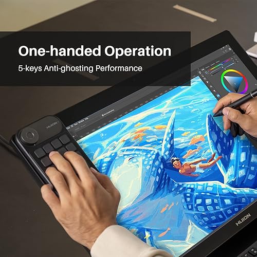 Miniatura 4 de HUION Keydial - Mini teclado programable Bluetooth con dial de 5 teclas anti-fantasma, 18 teclas personalizadas, teclado inalámbrico de acceso