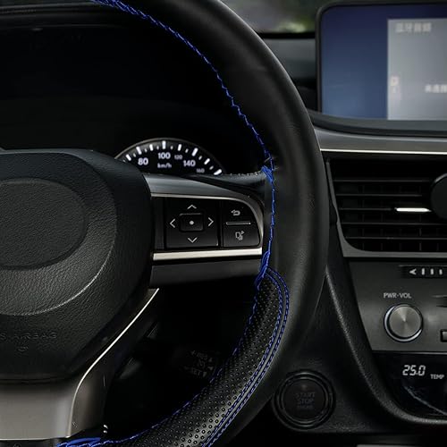 Miniatura 4 de AUTOXBERT - Funda de volante de estilo deportivo de microfibra de piel cosida a mano para coche, SUV, camiones y autos