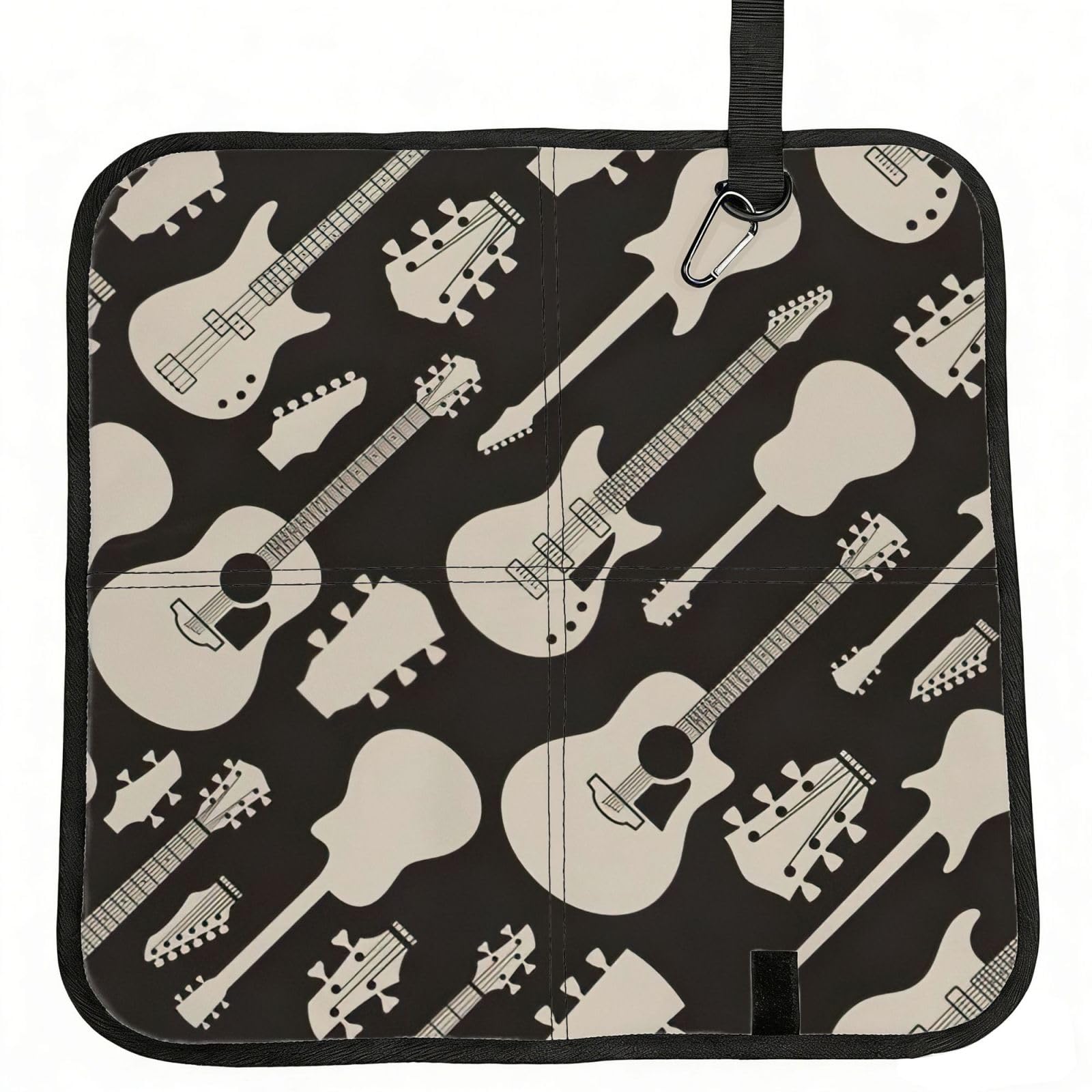 bghdfa Guitar Pattern Print Outdoor Sitting Mat Waterproof Oxford Cloth Seat Cushion Folding Foam Camping Seat For Picnic
