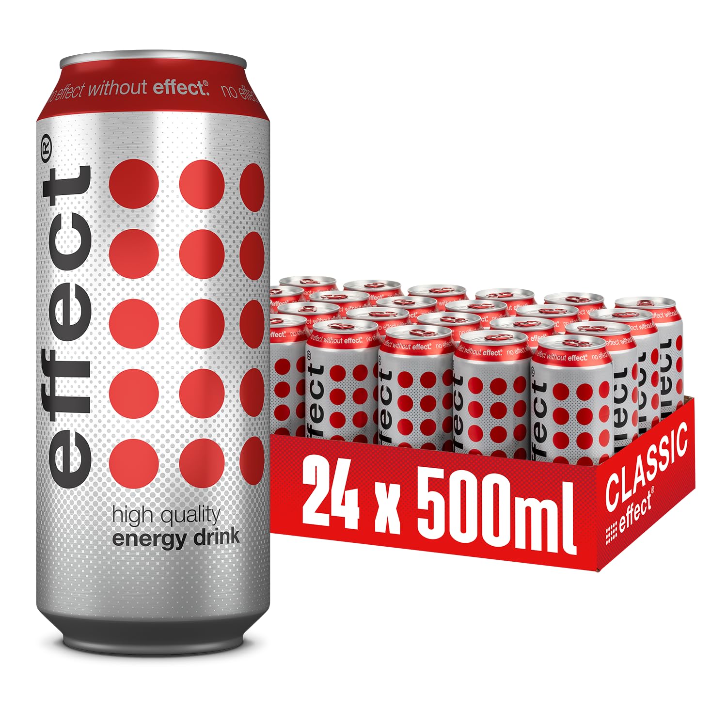 effect Energy Drink CLASSIC – Tray mit 24 x 500 ml Energy Dosen Einweg, Koffeinhaltiges Erfrischungsgetränk mit B-Vitaminen – einzigartiger & erfrischender Geschmack, vegan