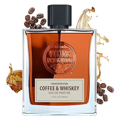 Viking Revolution Colonia de café y whisky para hombre, Eau de Parfum, perfume terroso con notas de café tostado, whisky envejecido, sándalo, cedro,
