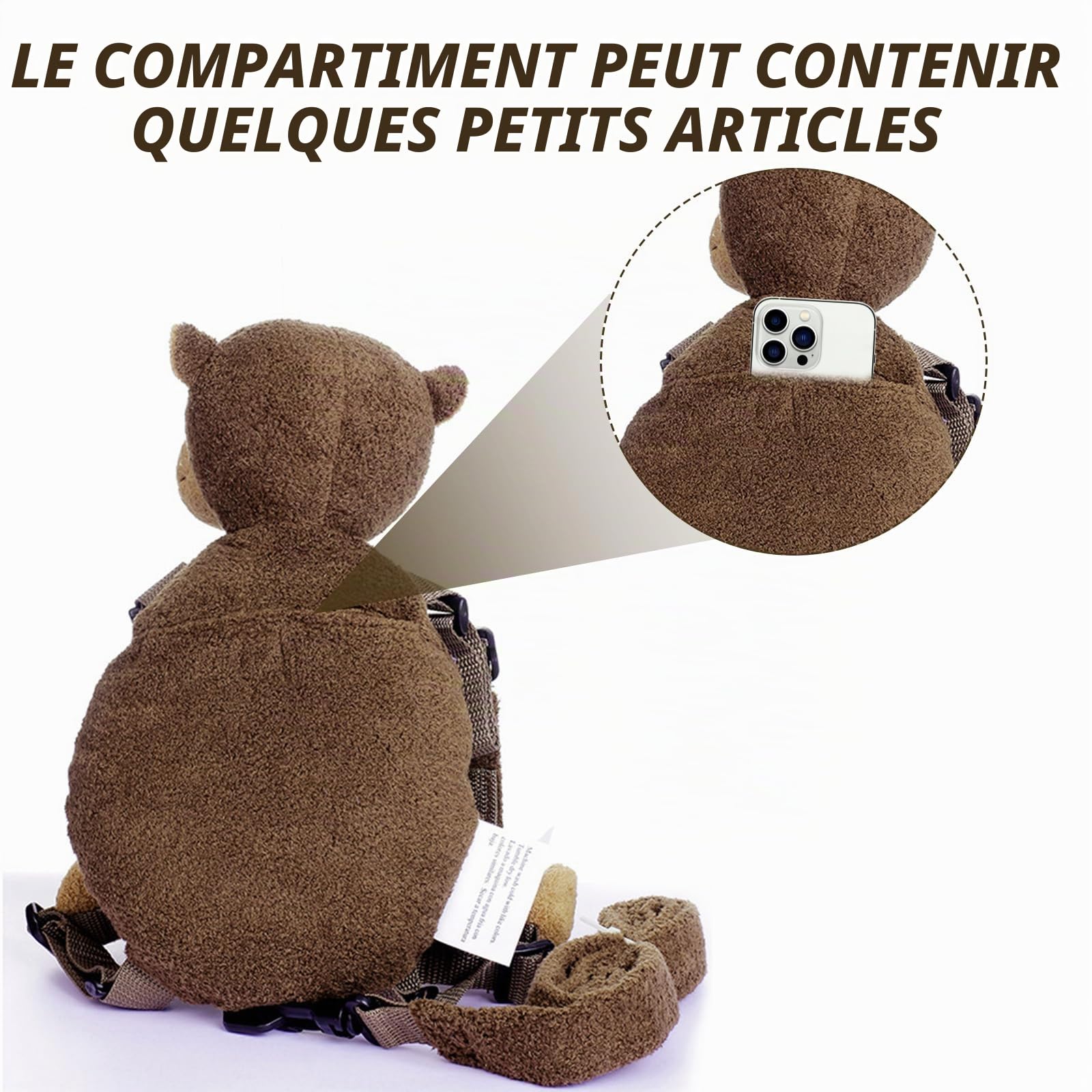 Sac à dos anti-perte pour bébé avec laisse pour enfant de 1 à 3 ans