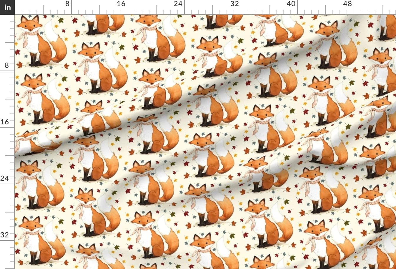 Spoonflower Fabric - Autumn Fox Fall Leaves Printed on Minky Fabric by The Yard - Sewing Baby Blankets Quilt Backing Plush