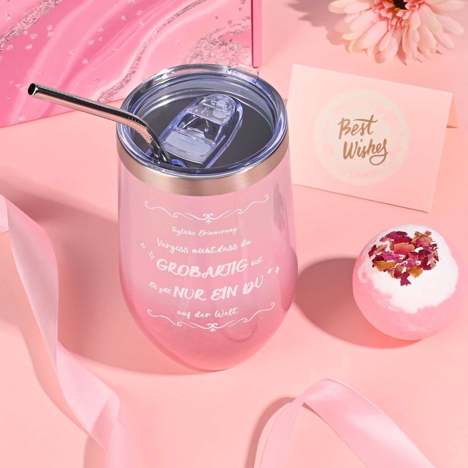 14-teiliges Rosa Geschenkset Für Frauen - Mit Wolkenbecher & Plüschhase