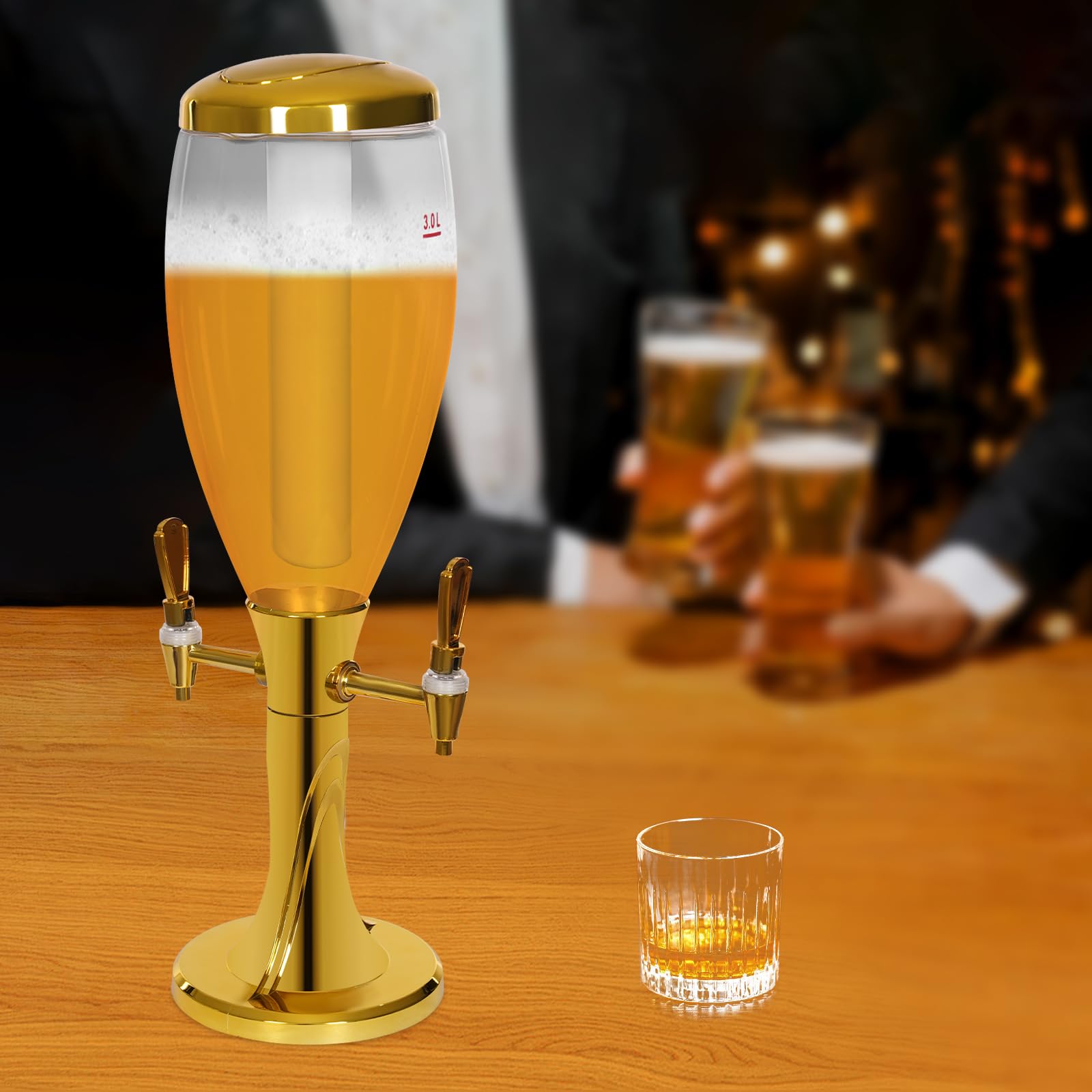 Impianto di spillatura per birra, colonna di benzina, colonna di benzina, distributore di bevande, con contenitore di ghiaccio, 3 l, con luci colorate, tubo di ghiaccio per bar, bistrò, feste