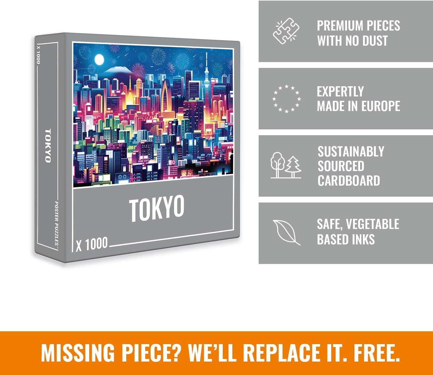 Cloudberries Tokyo Puzzle: Jigsaw Puzzles for Adults 1000, Japan Puzzle with Cool Tokyo Skyline, 1000 Piece Jigsaw Puzzles for Adults
