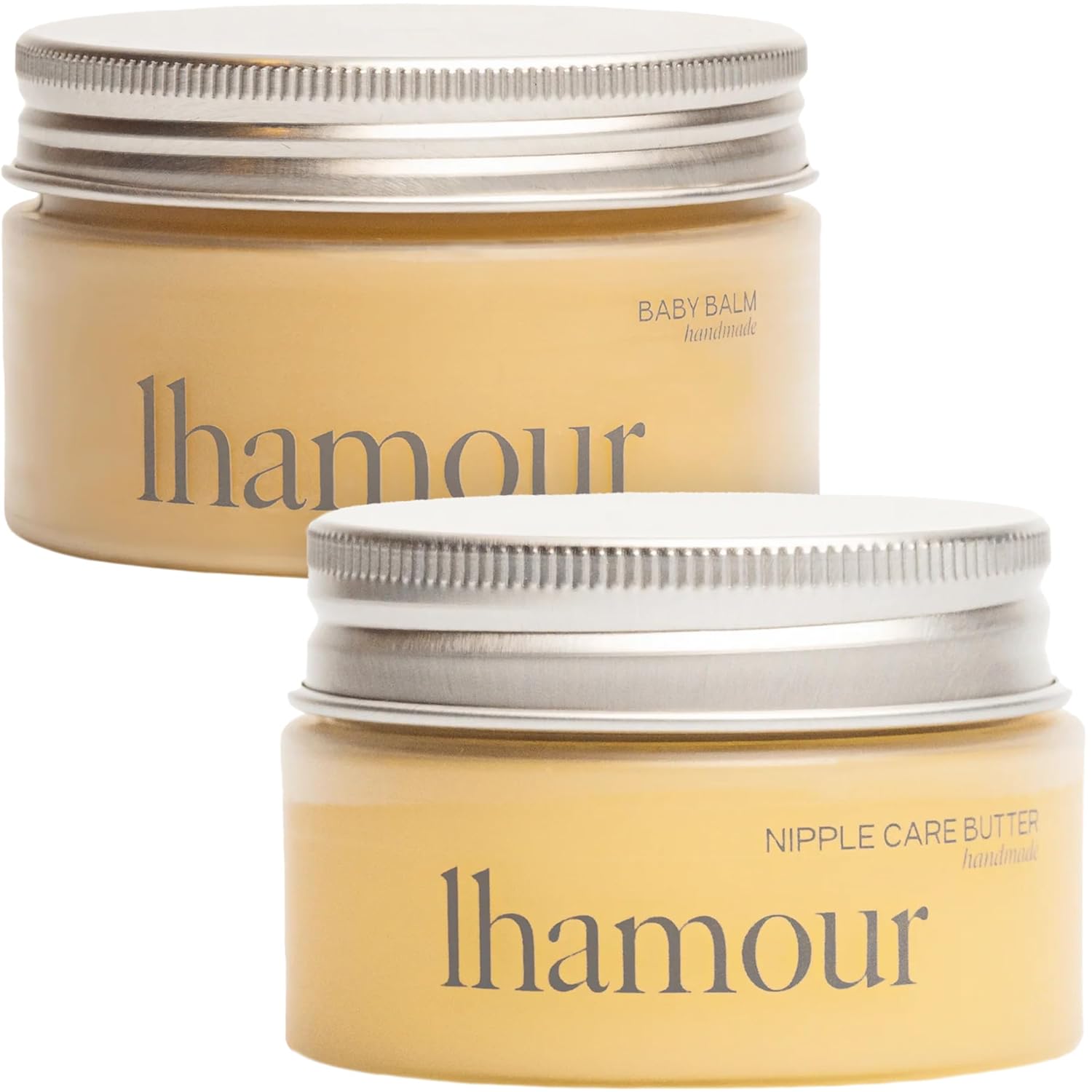Lhamour 2-in-1 100% Natural Nipple Butter (1oz) and Hand Made Baby Balm - Diaper Rash Cream (3.53oz)