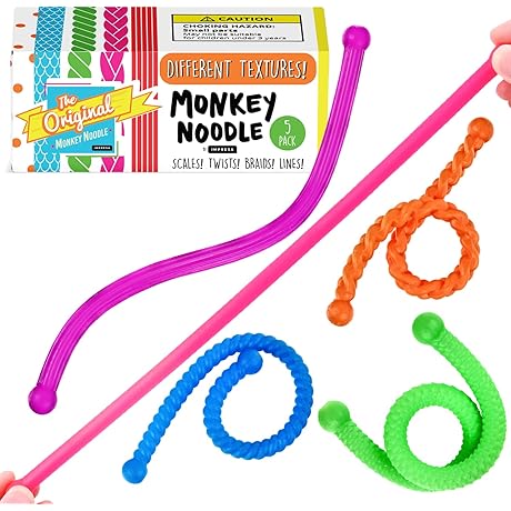 IMPRESA [5-Pack] Textured Monkey Doodle Fidget Toys - Sensory for Children & Adults