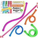 IMPRESA Textured Monkey Noodles Fidget Toy - 5 Pack Calming Sensory Noodles & Stretchy Fidget Toy, Holiday Stocking Stuffer - On-the-Go Relief & Travel Accessories - Stretches up to 12-Inch Multicolor