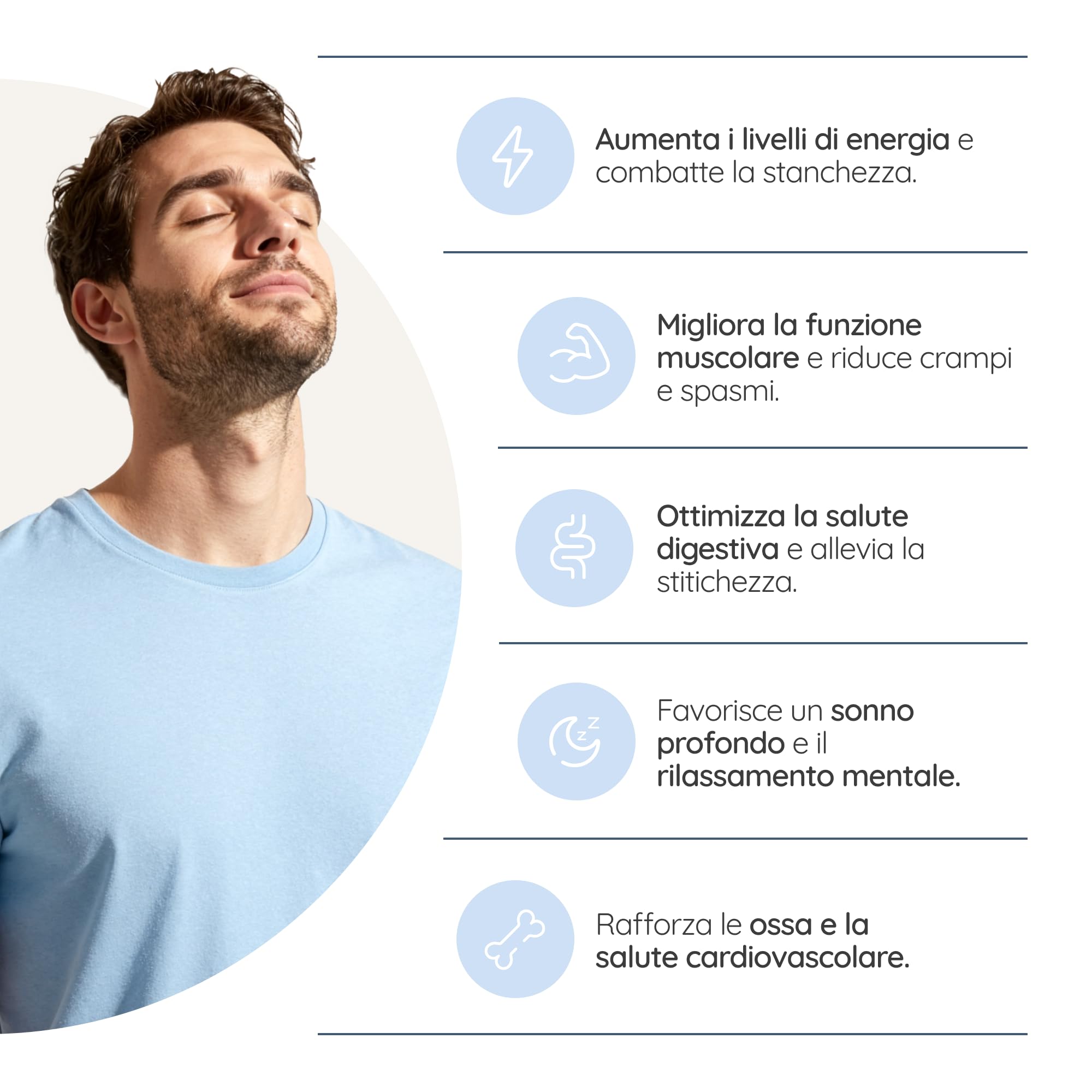 Triple Magnesio 2640 mg. Integratore Magnesio Bisglicinato + Magnesio Citrato + Magnesio Malato - Riposo, Energia, Ossa e Muscoli - Antistress - 440mg Elementare - 180 Compresse - N2 Natural Nutrition
