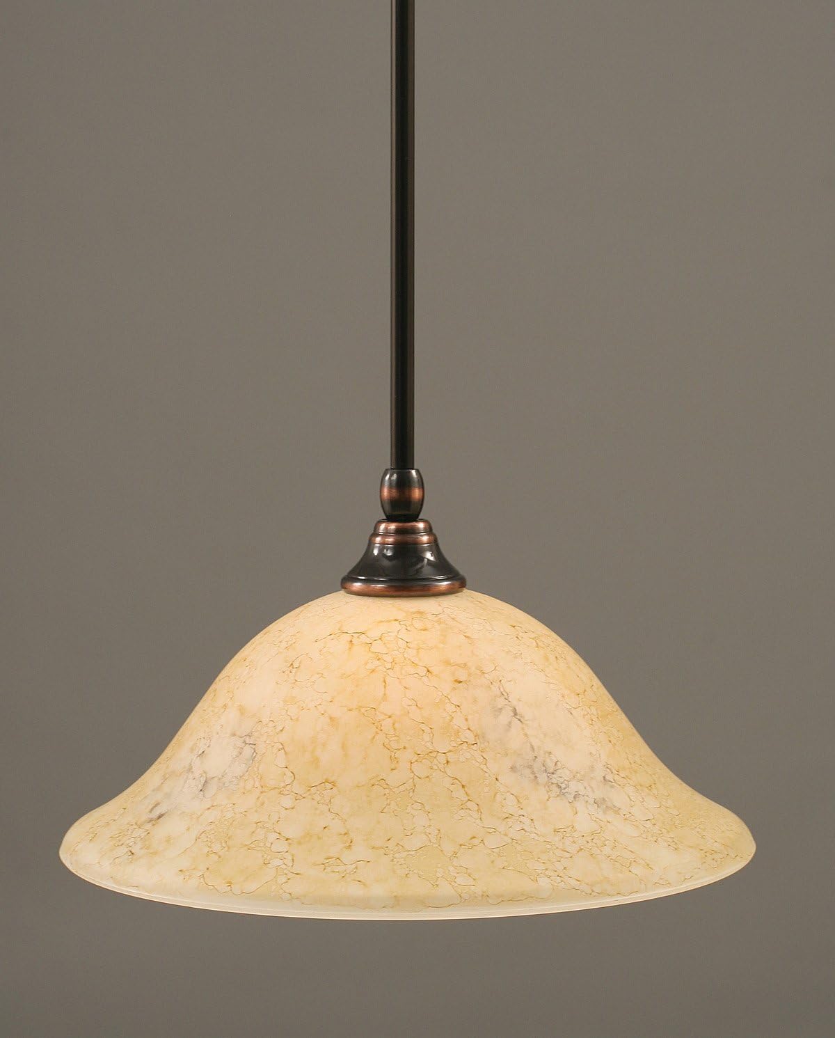 Toltech Lighting 23-BC-528 12-Inch Stem Mini-Pendant Light Black Copper Finish with Italian Marble Glass