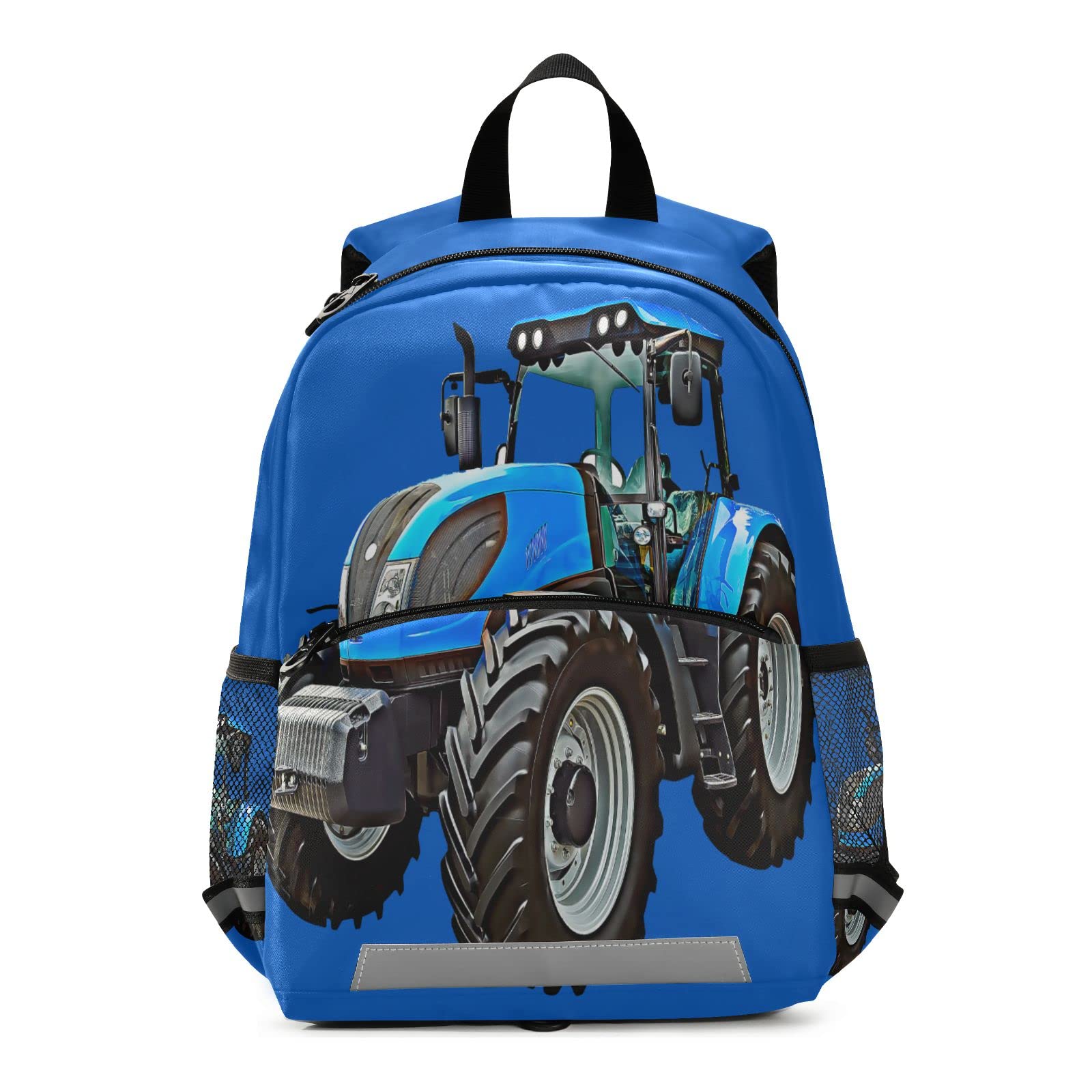 Fisyme Blue Tractor Backpack Schoolbag Kids Daypack Toddler Travel School Bag Small Mini Backpacks for Kindergarten Preschool Nursery Children Boys
