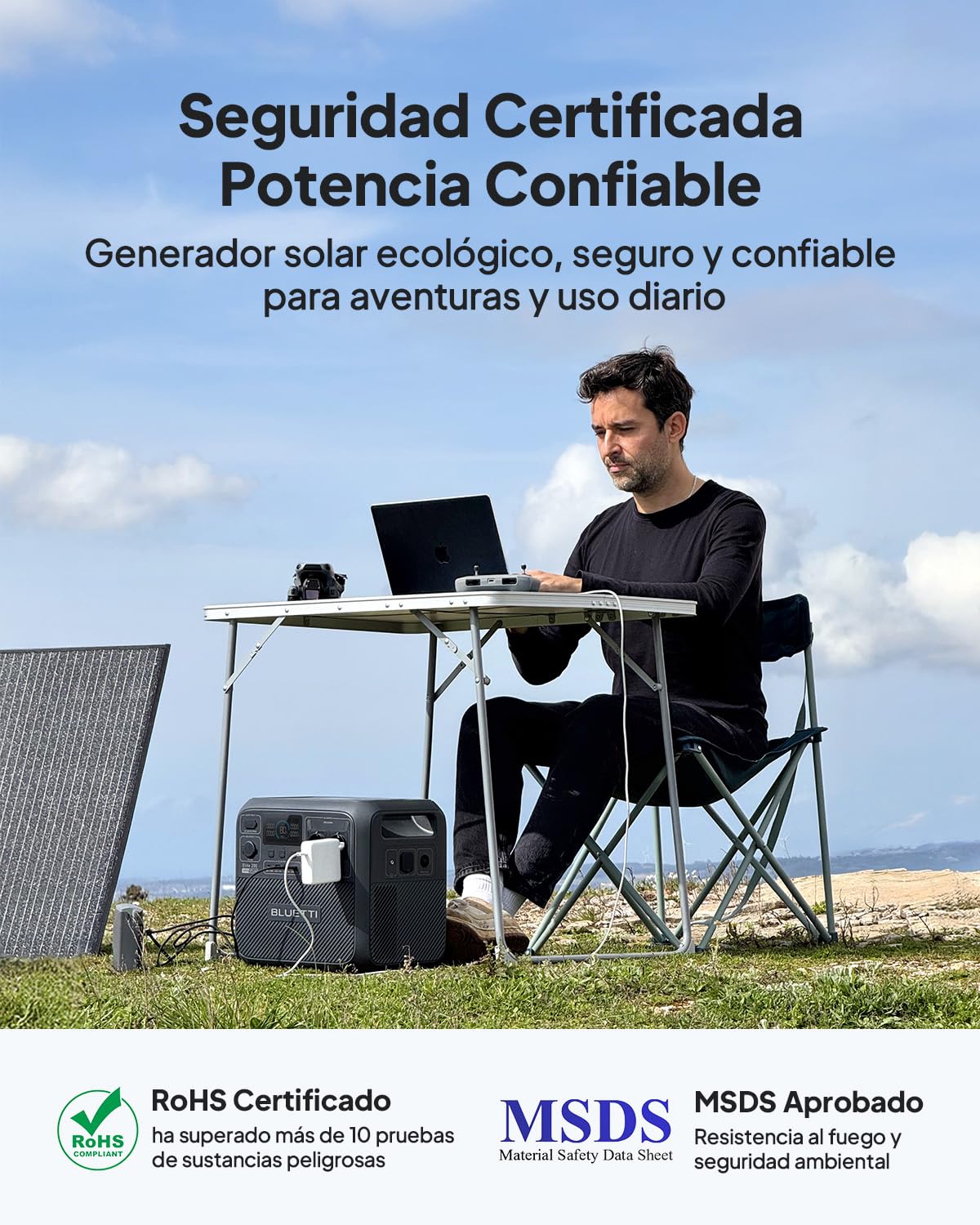 BLUETTI Elite 200 V2 Generador Solar con 200W Panel Solar (Enviar por Separado), 2073,6Wh Estación con 2 Tomas de CA 2600W,17 Años de Vida LiFePO4 para Acampadas, Fuera de Red, Cortes