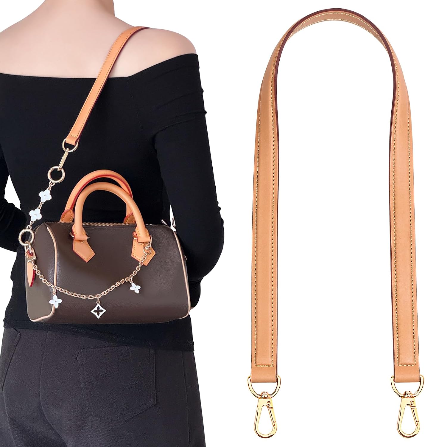 Vachetta Leather Shoulder Strap Replacement Fit for Graceful Tote Bags(Beeswax)