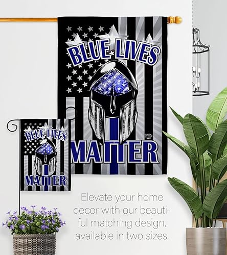 Miniatura 8 de Blue Lives Matter - Juego de bandera de jardín, colgador de pared, policía de policía policial, policía policial, línea de apoyo para decoración de