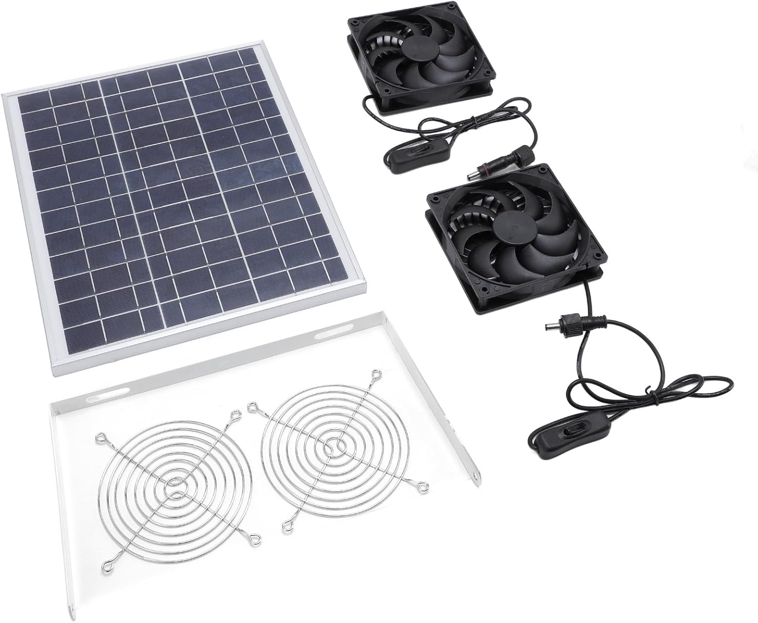 18V 15W Solar Panel Exhaust Fan, Water Proof Solar Powered Fan Kit for Greenhouse Shed Pet House - Energy Saving, Efficient Heat Ventilation, Easy Control for Indoor Outdoor Use