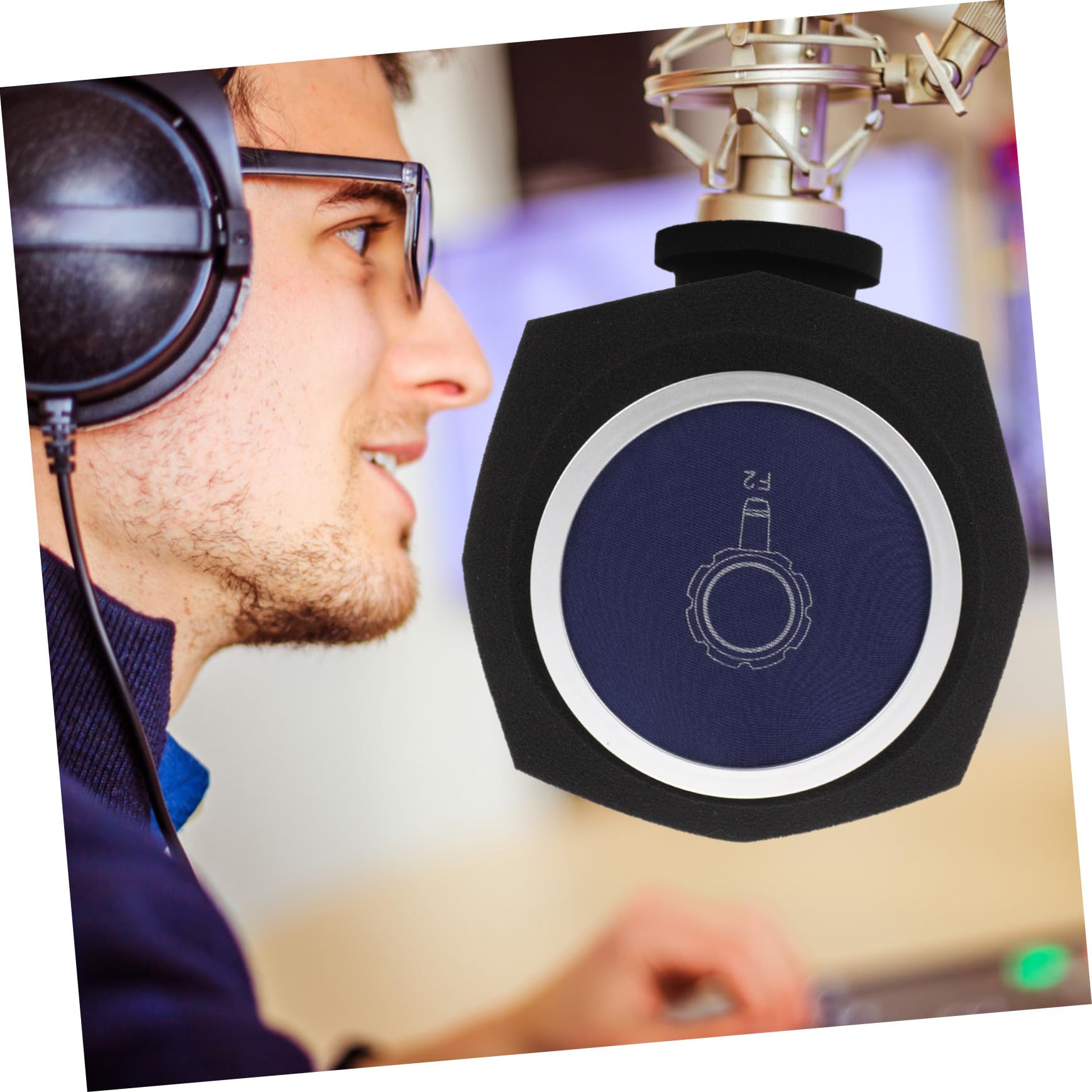 Mikrofon und Effektivem Rauschfilter aus Blauem Schwamm Schutzhülle mit Geräuschunterdrückung für Indoor Aufnahmen und Live Streaming