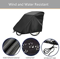 Vista 4 de Sqodok Funda para remolque de bicicleta, cubierta de almacenamiento impermeable para remolque de bicicleta, material Oxford 420D con revestimiento