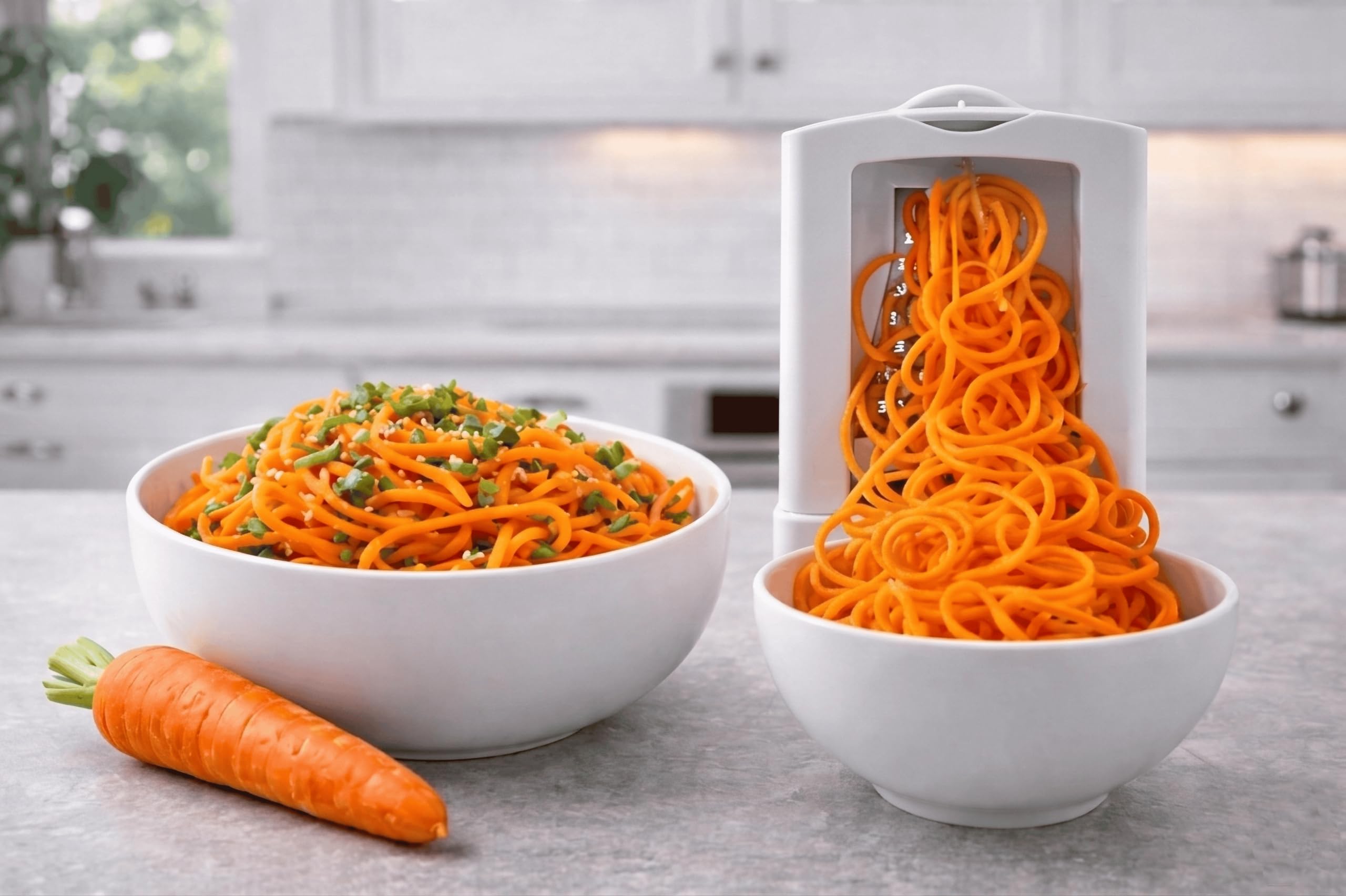 Brieftons Affetta Verdure a Spirale 5 Lame (BR-5B-02), Tagliaverdure Robusto per Spaghetti di Zucchine, Diete Low-Carb, Paleo, Senza Glutine, con Affettatrice Extra e 4 Ebook Ricette