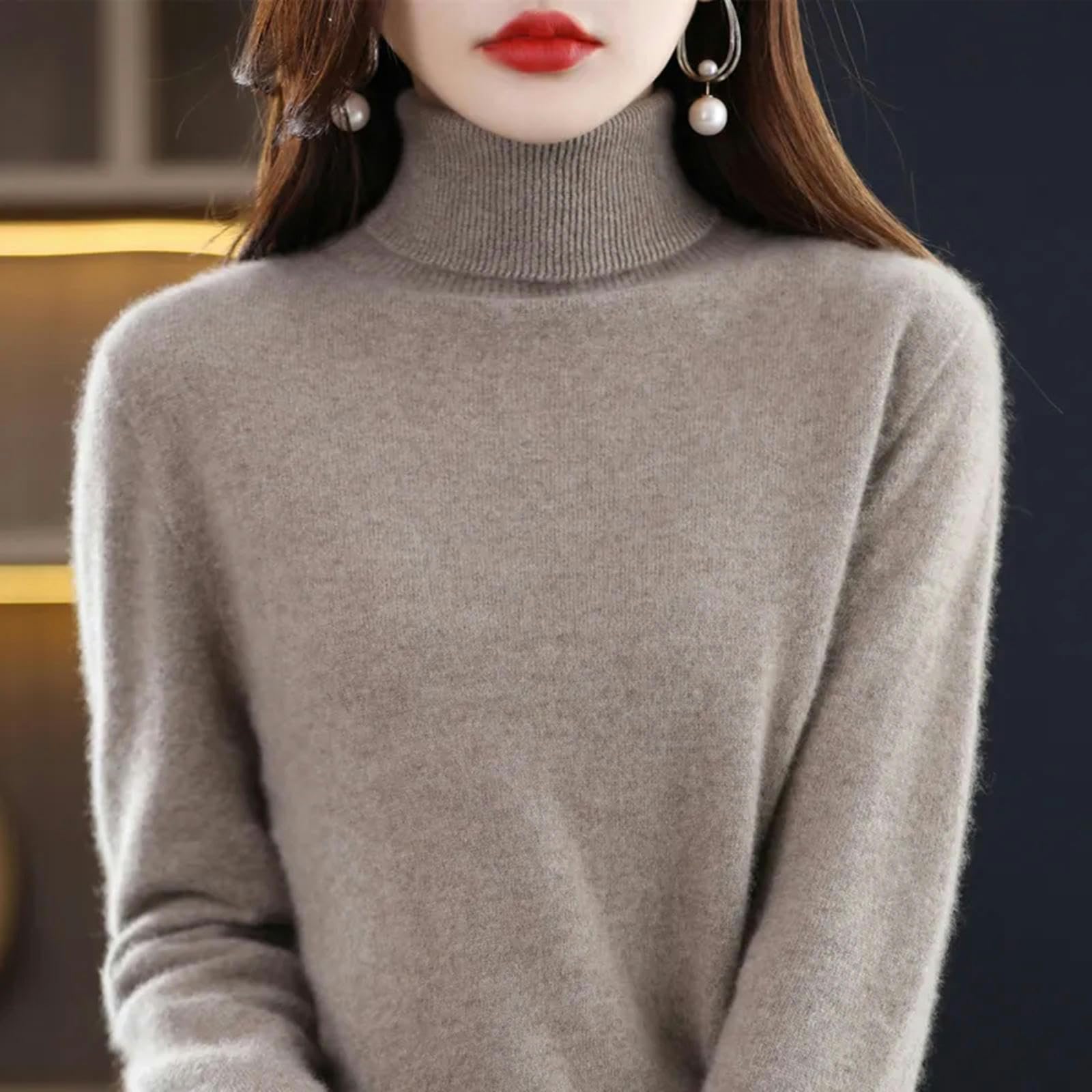 TEidea Maglione Donna Maglione da Donna Inverno Maglione A Torta Calda Invernale: Pullover Femminili A Maglia Ad Alto Colletto in Dimensioni S-XXL