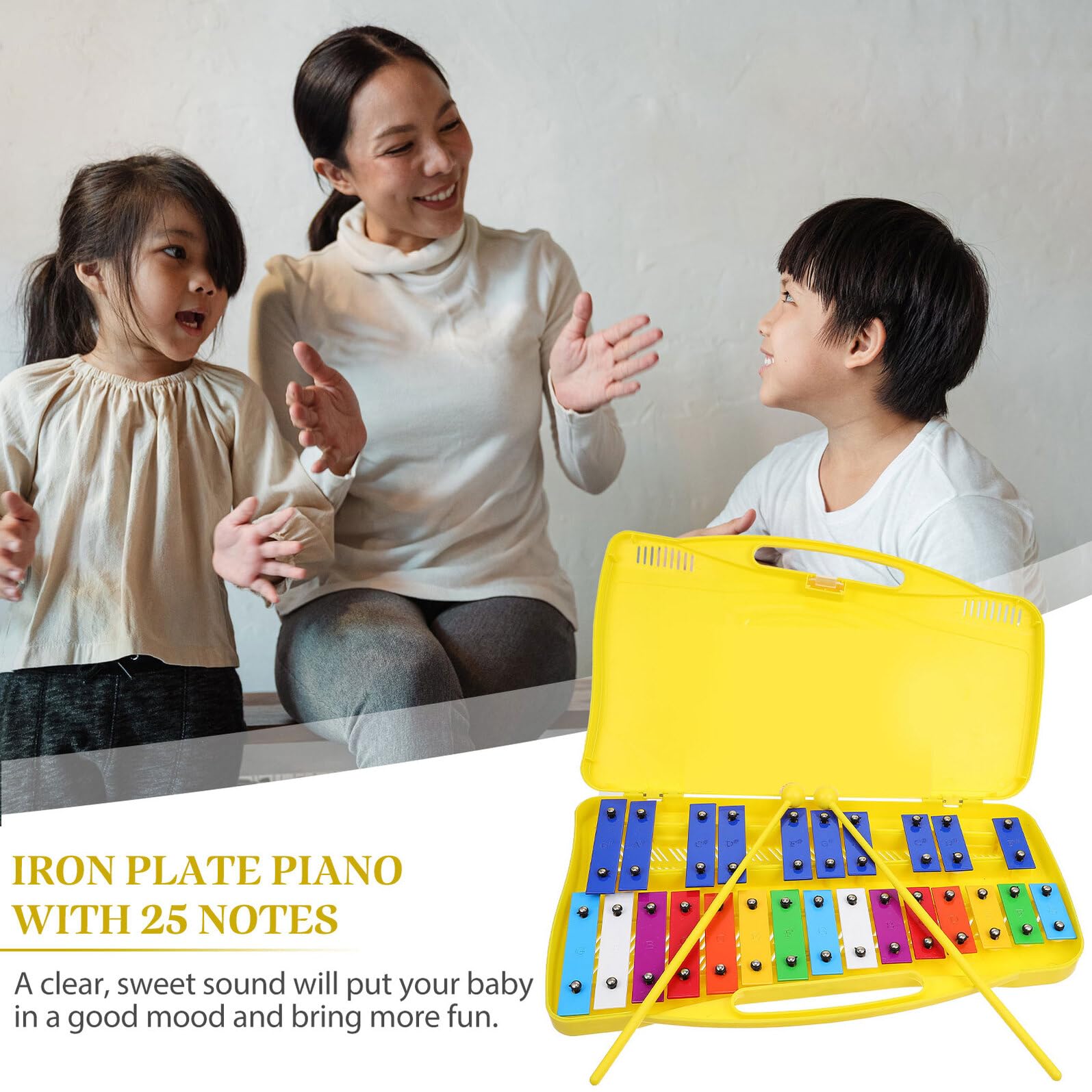 Metallofono a 25 Note in Piastra di Ferro e Plastica per Ragazzo Ragazza | Set Blu, Suono Chiaro, 1 Pezzo, Strumento Orff per Gioco Musicale e Interesse Educativo