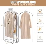 3 Pack 60" All Clear Garment Bags for Hanging Clothes Storage, 10" Gusseted Large Capacity Garment Rack Cover, Large Hanging Clothing Bag for Dress Gowns, Coats, Suit, Down Jacket