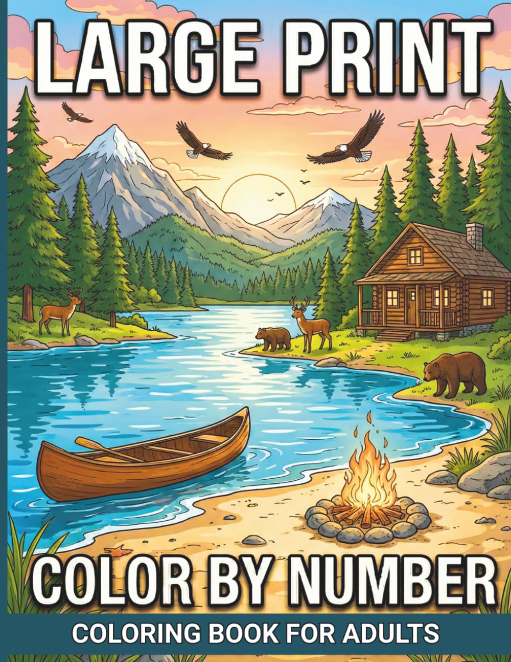Large Print Color by Number Coloring Book for Adults: Easy to Follow Color by Number Pages with Bold Outlines and Simple Scenes for Stress Relief, Creative Fun, and Focus for Beginners
