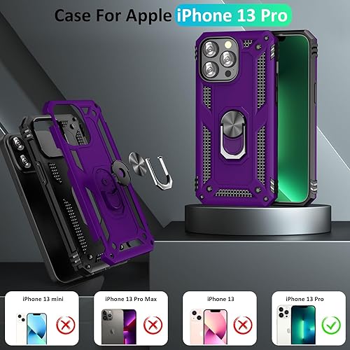 Miniatura 2 de Funda para iPhone 13 Pro para mujer con anillo y soporte giratorio de 360 integrado para iPhone 13 Pro - Púrpura