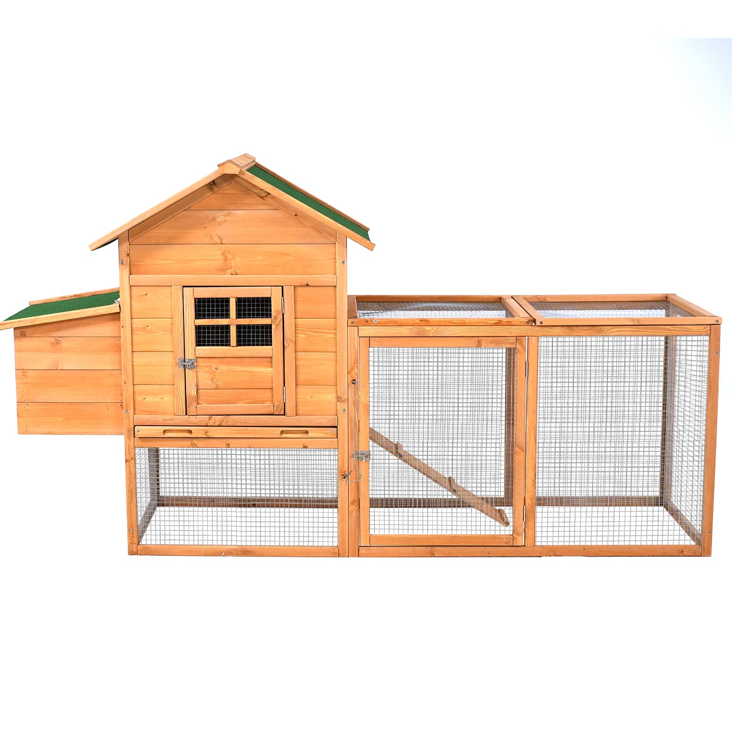 Feelway 80"" Chicken Coop Wooden Hen House Pet Hutch Outdoor Poultry Cage with Nesting Box,Run&Cover for Backyard Farm Garden for 2-4 Chickens