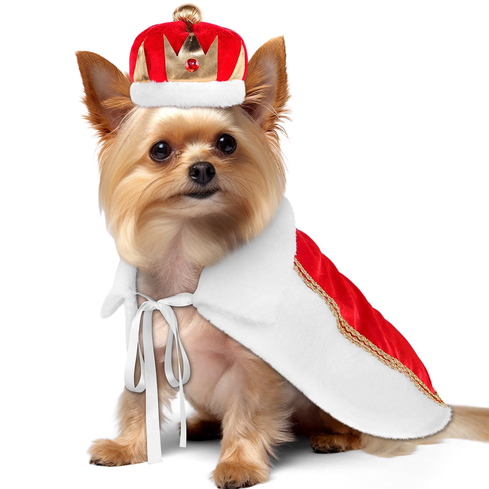 Cape en fourrure avec couronne pour animal de toute taille Huhumy