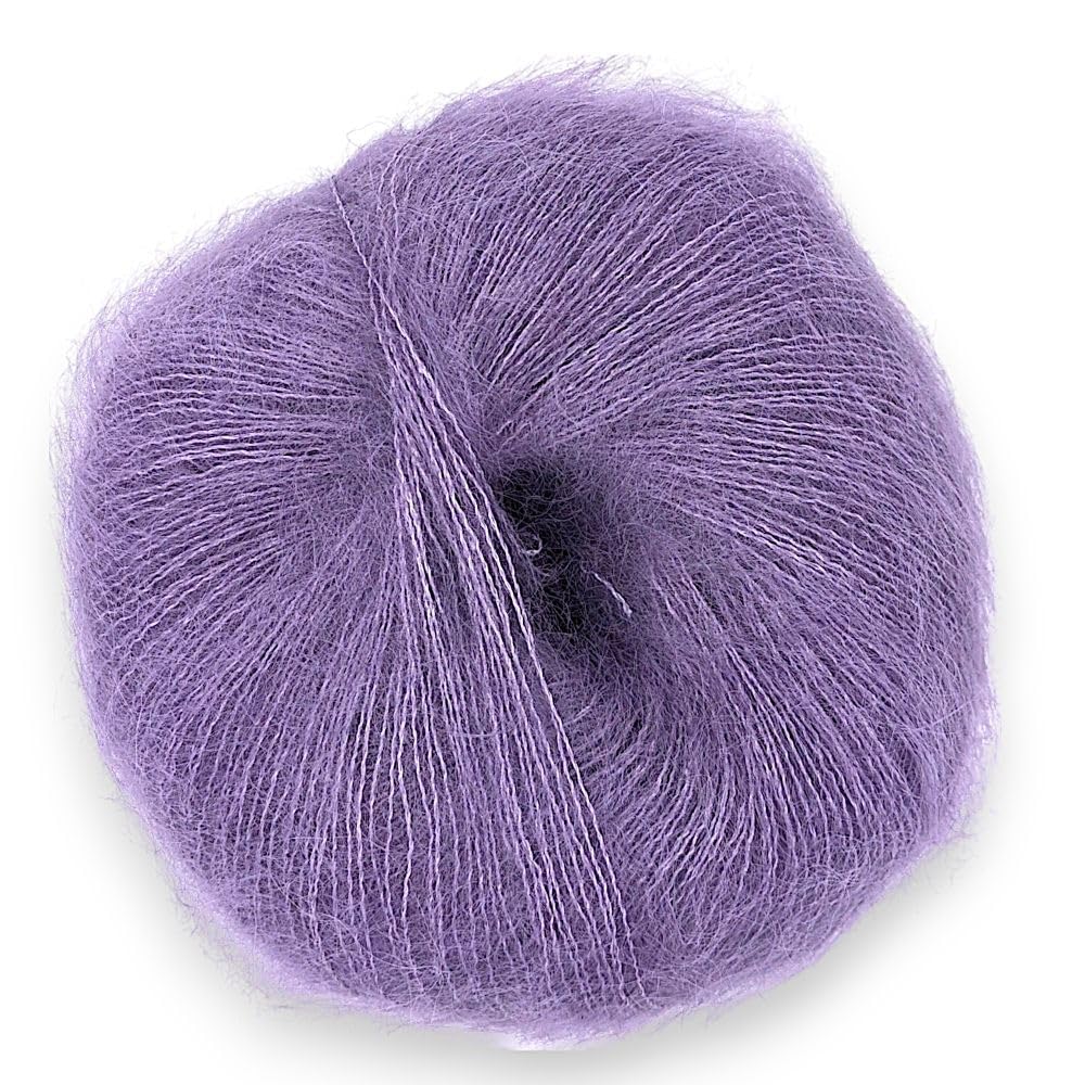 Fulffy, Premium Super Kid Mohair and Silk Lace-Weight Knitting and Crochet Yarn, 25g - Halo Kid Silk 599 Mulberry