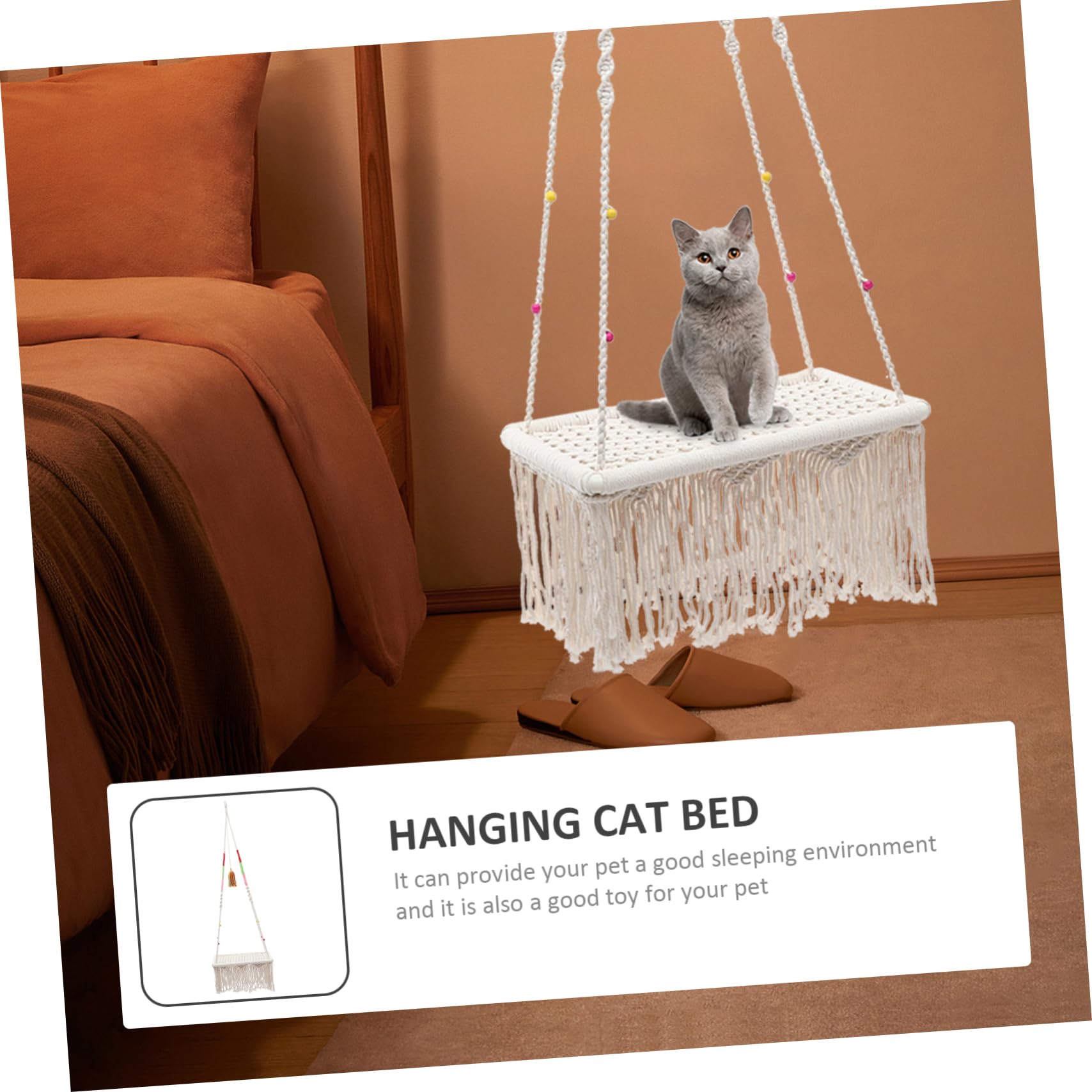 UPKOCH Cuccia Sospesa Per Gatti Amaca in Stile Bohemien Amaca in Macramè Nido Sospeso Per Gatti Piccoli