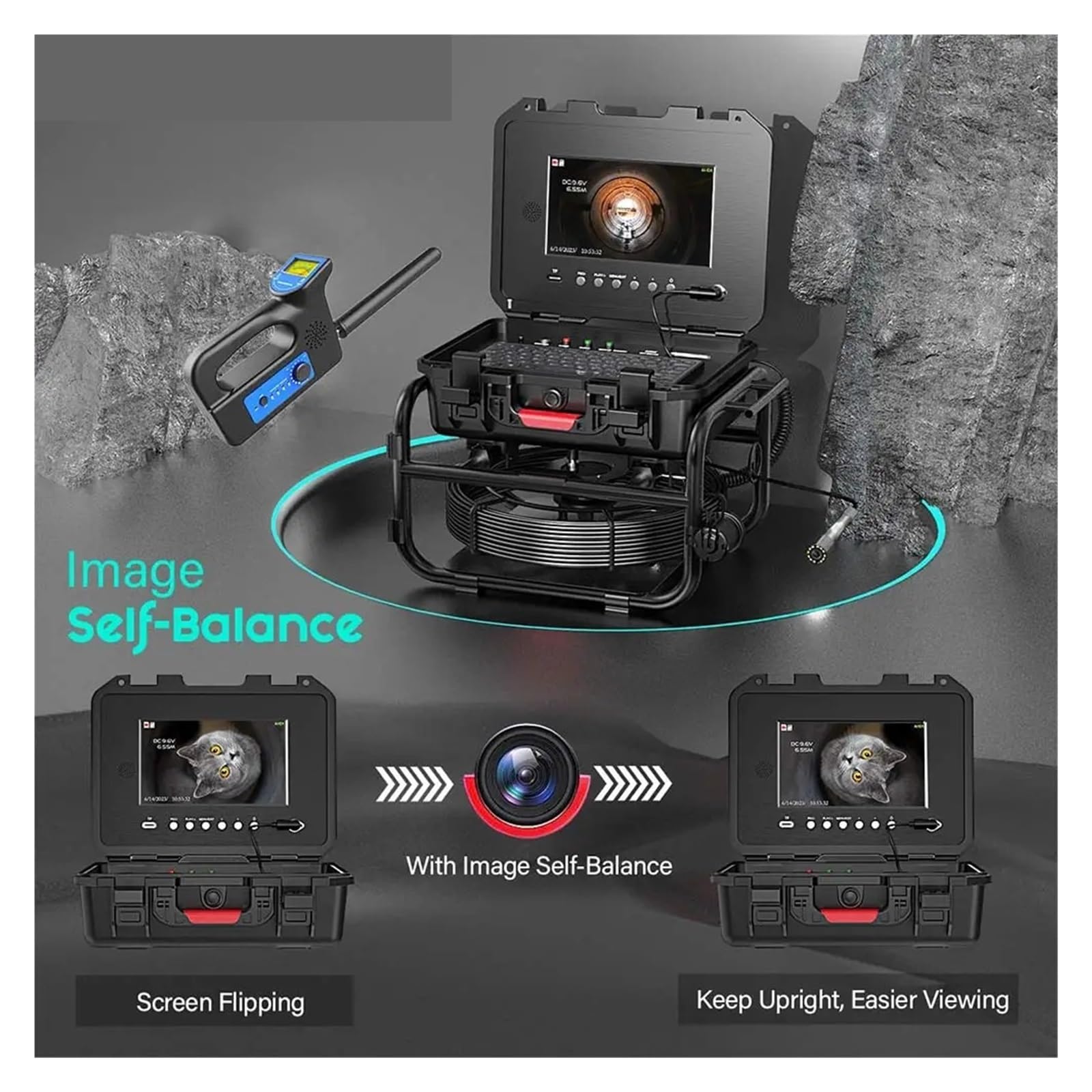Kamera inspekcyjna odpływu DVR 9" IPS Kamera Inspekcyjna Rur Kanalizacyjnych 23mm 1080P IP68 512HZ Lokalizator Endoskop Licznik Mierników 20/30/40M(30M,Self-512HZ receive)