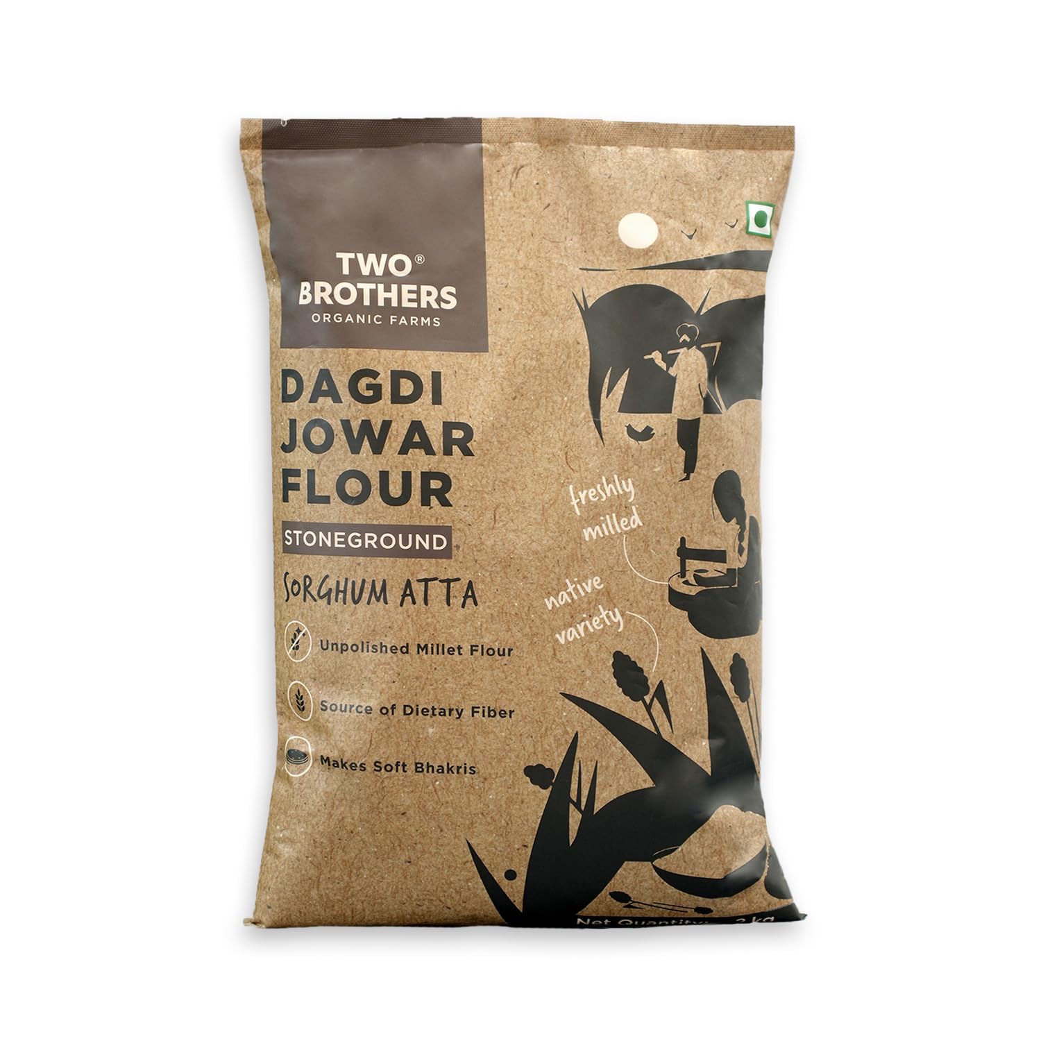 - Jowar Atta (2kg) | Vitamins & Minerals Rich Cereal | Stoneground Sorghum Flour | Desi Dagdi Variety | Gluten Free Flour | Use It To Make Bhakris, Porridges and Soups